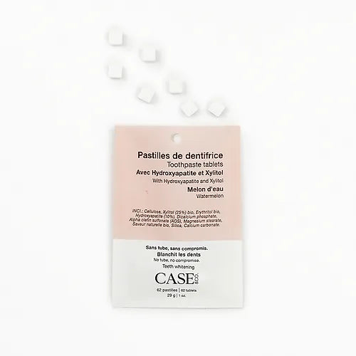 Dentifrice en pastille en sachets de 62 pastilles fait par Case & co